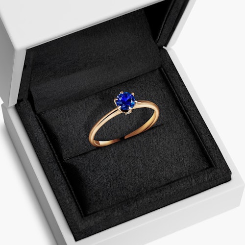 Pierścionek zaręczynowy The Journey: złoty, niebieski szafir